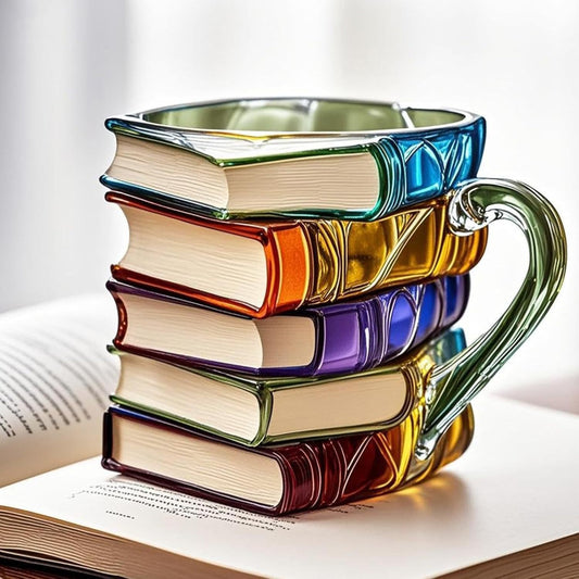 Book Stack Coffee Cup – Hand - Painted Novelty Ceramic Mug - Infinity Deals