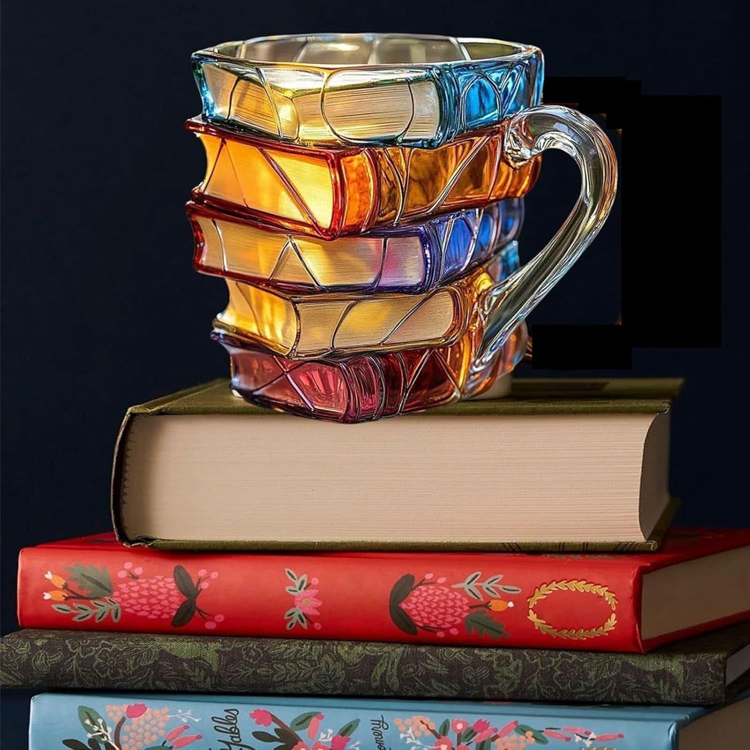 Book Stack Coffee Cup – Hand - Painted Novelty Ceramic Mug - Infinity Deals