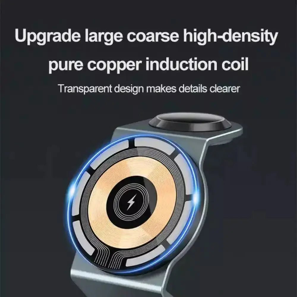 Transparent 3 - in - 1 Magnetic Wireless Charging Station (15W) - Infinity Deals