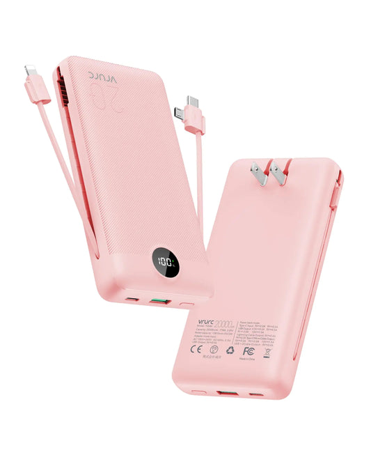 Portable Power Bank with LED Display and Built - in Wall Plug (20000mAh) - Infinity Deals