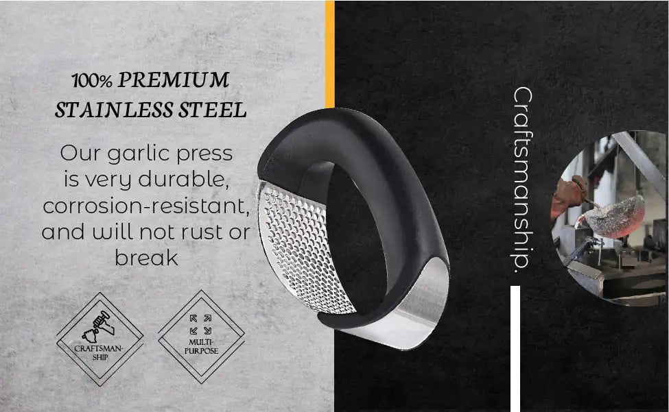 Stainless Steel Garlic Press & Crusher with Ergonomic Handle - Infinity Deals