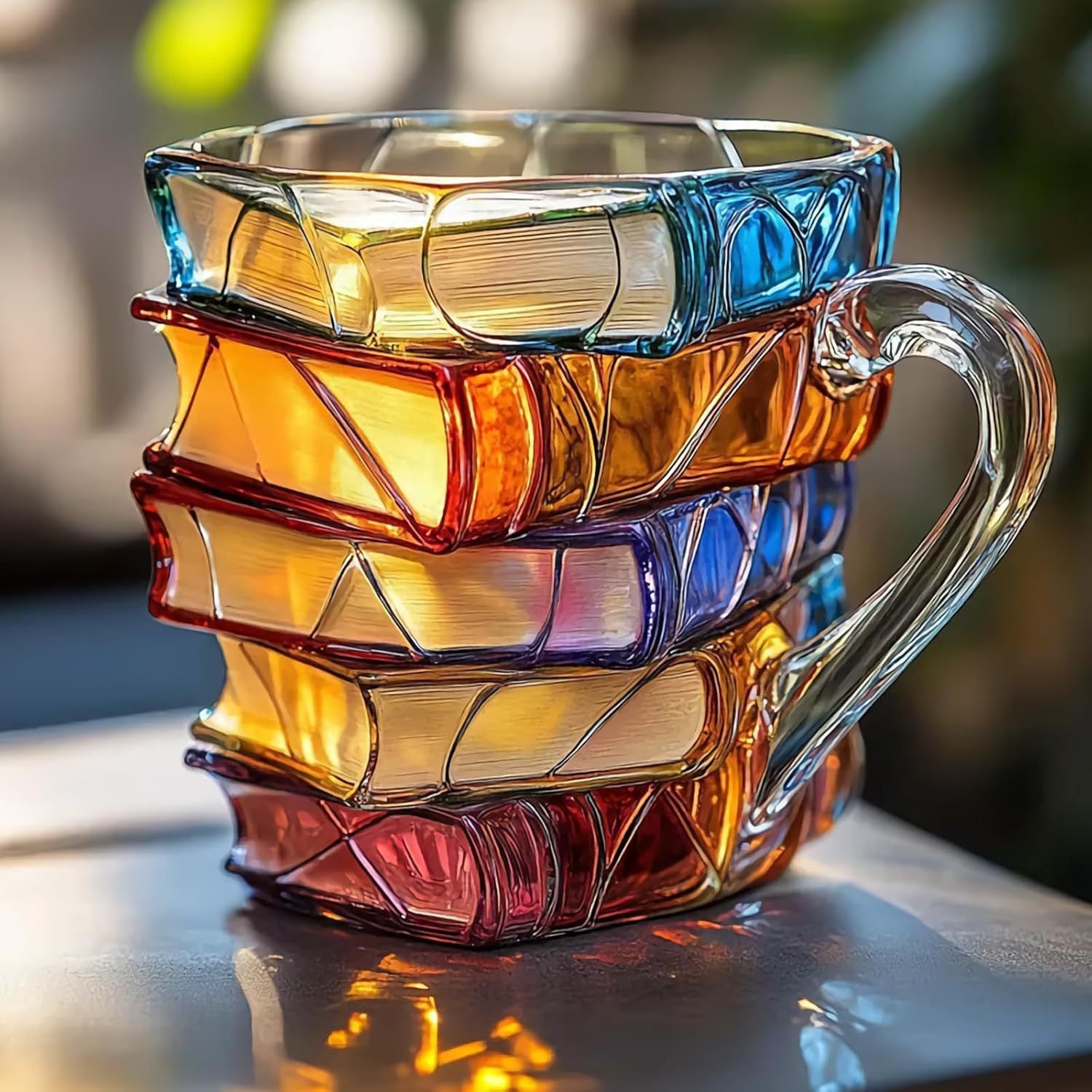 Book Stack Coffee Cup – Hand - Painted Novelty Ceramic Mug - Infinity Deals