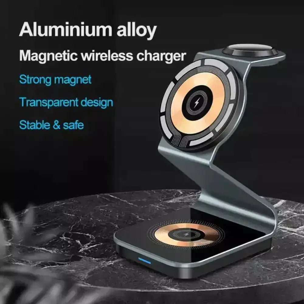 Transparent 3 - in - 1 Magnetic Wireless Charging Station (15W) - Infinity Deals